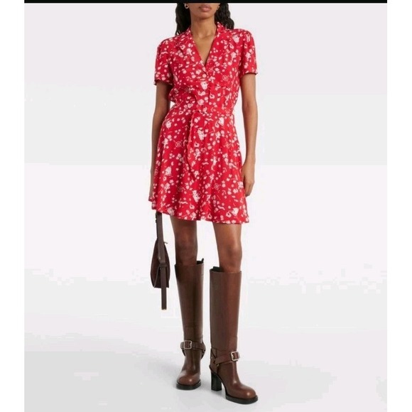 Polo Ralph Lauren Conversational Print Shirt Mini Belted‎ Dress Women's 6 - Picture 2 of 10